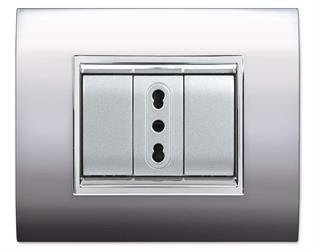 PLACCA NEWPRESTIGE 3 MODULI CROMO SATINATO