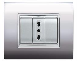 PLACCA NEWPRESTIGE 3 MODULI CROMO SATINATO