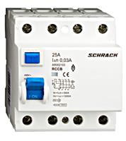 Interruttore differenziale puro AR002103 Schrack 4 poli 25A 0,03A 4 moduli Classe AC