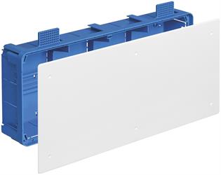 Scatola di derivazione per pareti leggere con coperchio bianco e viti di fissaggio con Dimensioni di 402x164x73,5 mm