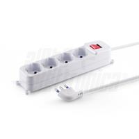 Multipresa Alpha Elettronica 16A 250V con 4 prese Universali Italia P40 con Interruttore e Cavo da 3m colore Bianco