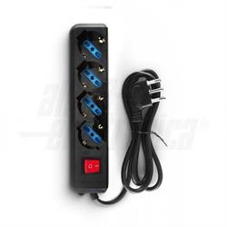 Multipresa Alpha Elettronica 16A 250V con 4 prese Universali Italia P40 con Interruttore e Cavo da 1,5m colore Nero