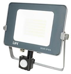 Proiettore Led Life Electronics con IP65 e sensore con LED SMD da 50W 4000K dimensioni da 201x221x57mm