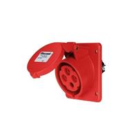 Presa industriale da incasso Elettrocanali inclinata colore Rosso da 380V 32A IP44 3P+T