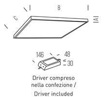 Pannello Led UGR Bot Lighting 60x60cm da 38W 4000K IP40 colore Bianco Driver non integrato